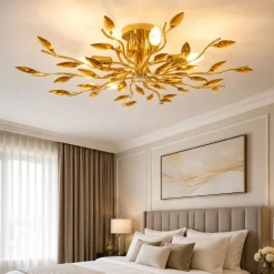 Affralux crystallivs plafoniera per camera da letto oro cristalli ambra
