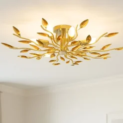 Affralux crystallivs plafoniera per camera da letto oro cristalli ambra