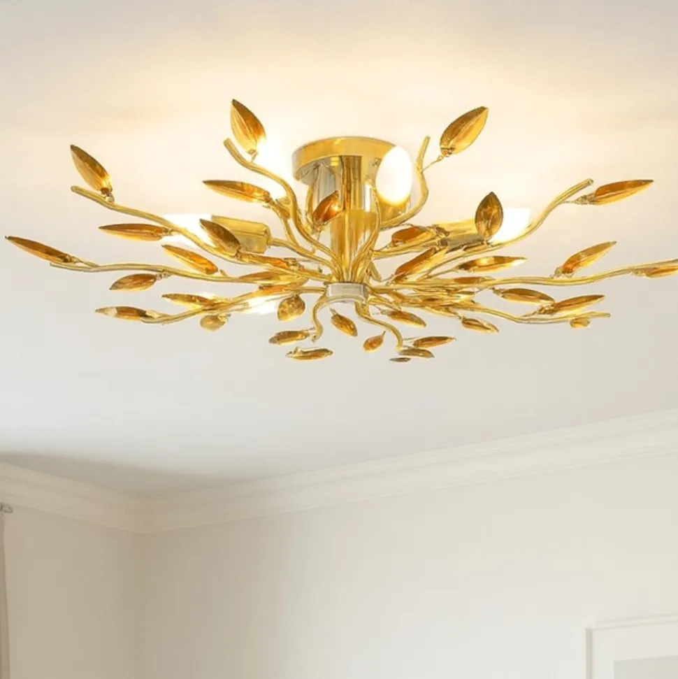 Affralux crystallivs plafoniera per camera da letto oro cristalli ambra