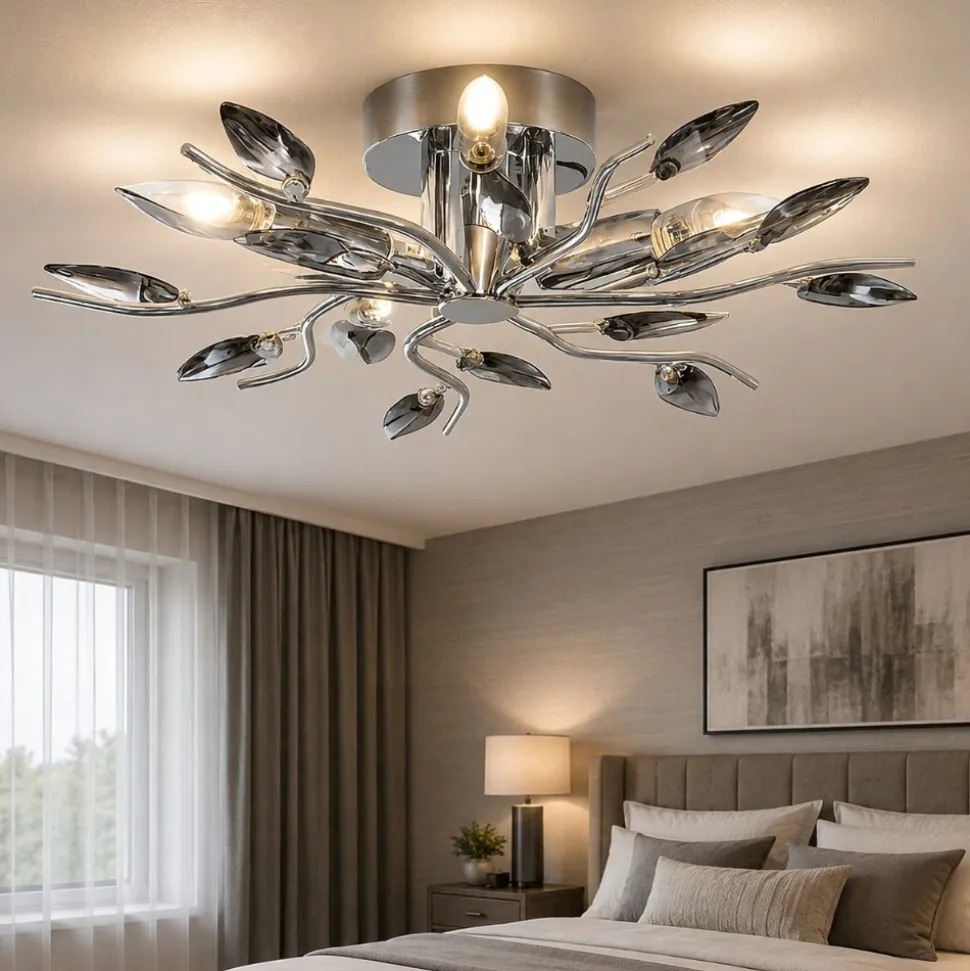Affralux crystallivs plafoniera per camera da letto cristalli fume cromo