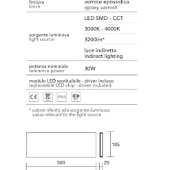 Affralux wally applique esterno bianco 30w 3000k 4000k moderna