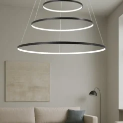 Affralux aluring nero lampadario led 71w 3000k cerchi moderno