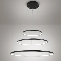 Affralux aluring nero lampadario led 71w 3000k cerchi moderno