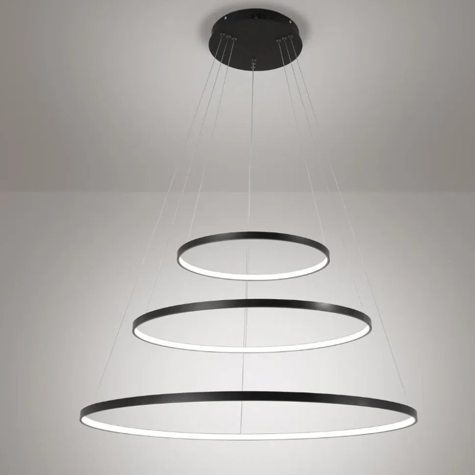 Affralux aluring nero lampadario led 71w 3000k cerchi moderno
