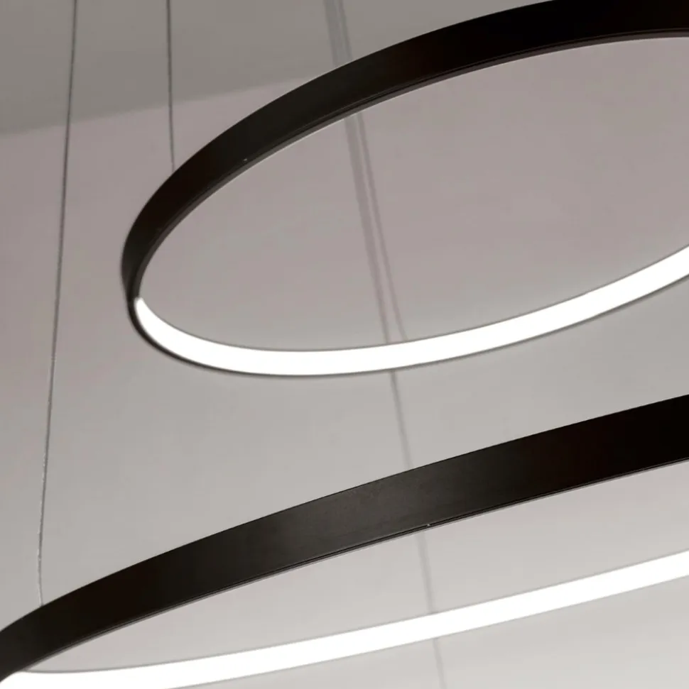Affralux aluring nero lampadario led 71w 3000k cerchi moderno