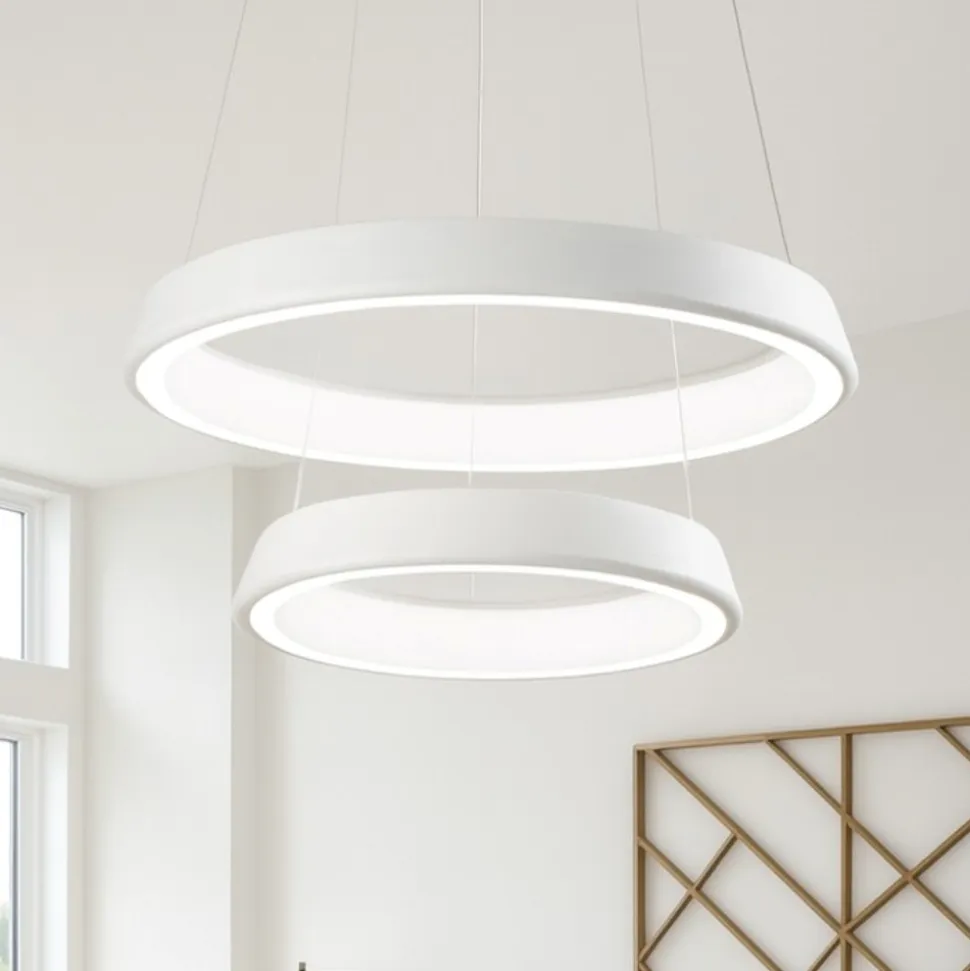 Affralux anelli diodi lampadario led 54w 3200k particolare bianco moderno