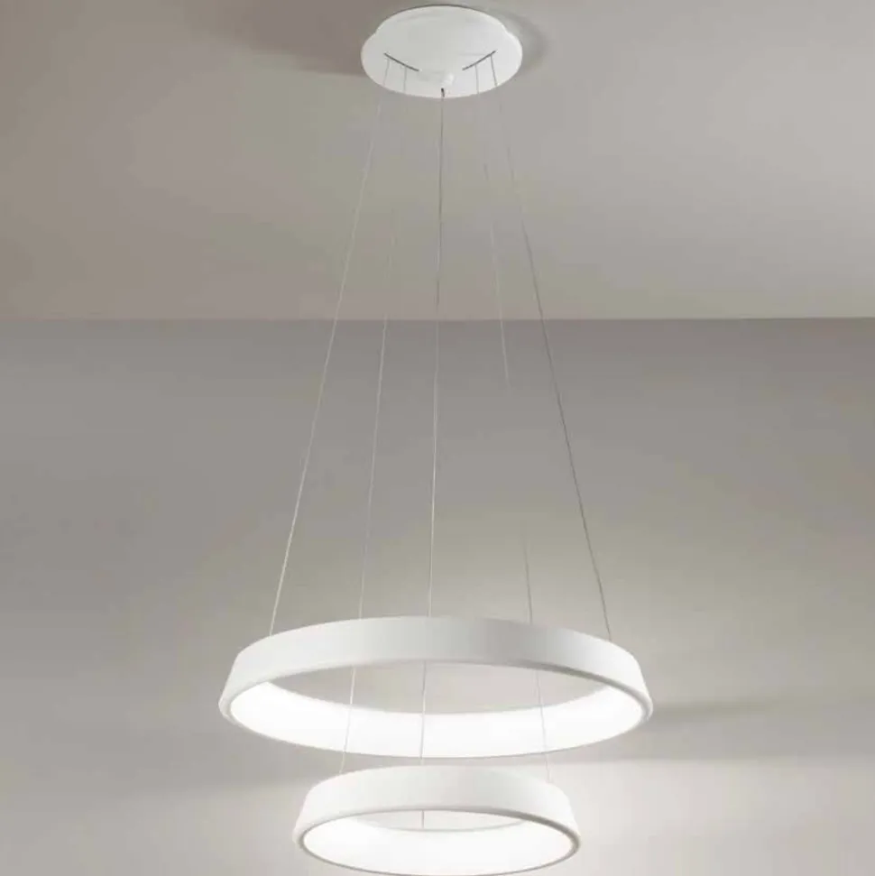 Affralux anelli diodi lampadario led 54w 3200k particolare bianco moderno