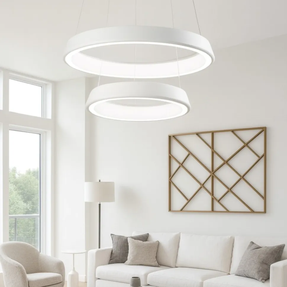 Affralux anelli diodi lampadario led 54w 3200k particolare bianco moderno