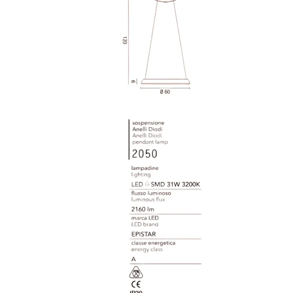 Affralux anelli diodi lampadario moderno led 35w 3200k