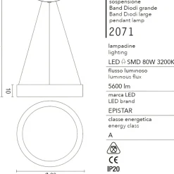 Affralux band diodi cerchio bianco 80cm lampadario moderno da soggiorno