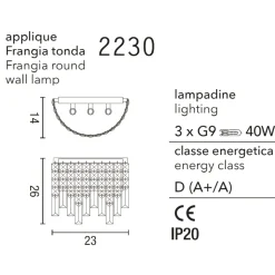 Affralux frangia lampada da parete cristallo