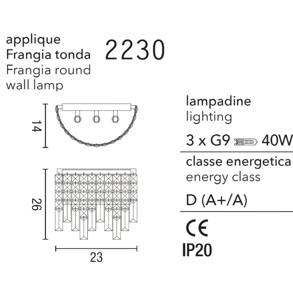 Affralux frangia lampada da parete cristallo