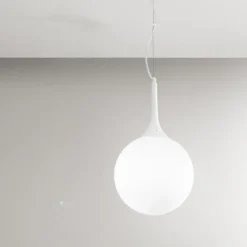 Affralux lampada a sospensione moderna potiri sfera vetro bianco