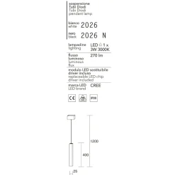 Affralux lampada a sospensione per comodino led 3w 3000k nero