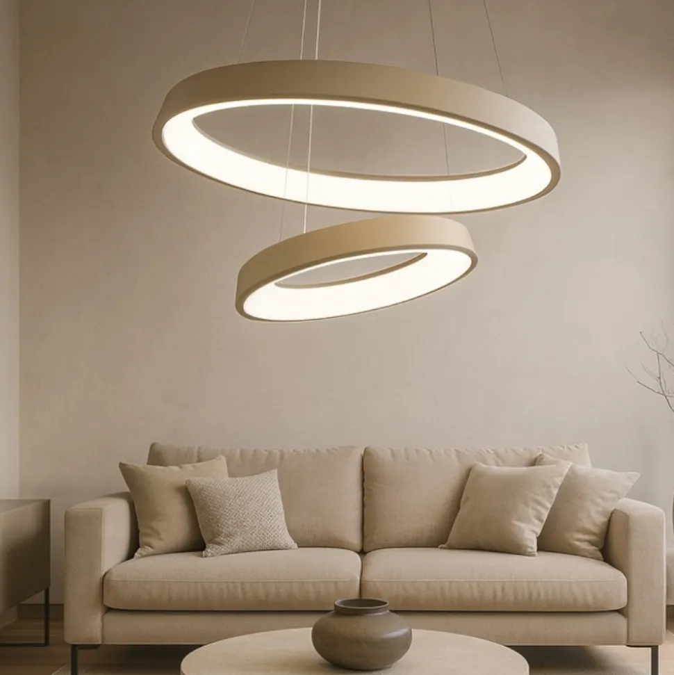 Affralux lampadario diodi sabbia led 82w 3200k cerchi per soggiorno