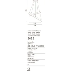 Affralux lampadario diodi sabbia led 82w 3200k cerchi per soggiorno