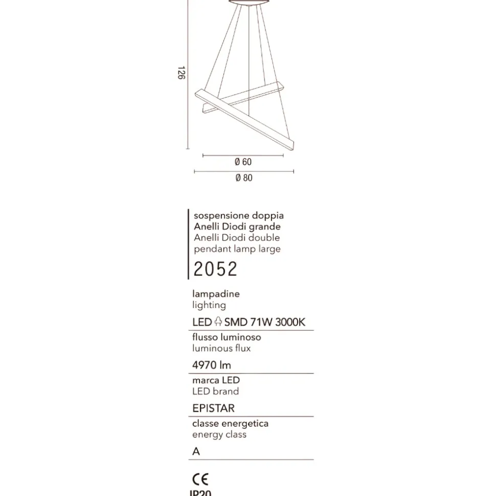 Affralux lampadario diodi sabbia led 82w 3200k cerchi per soggiorno