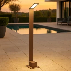 Agos pt h80 ideal lux lampione marrone per esterno led 9w 4000k