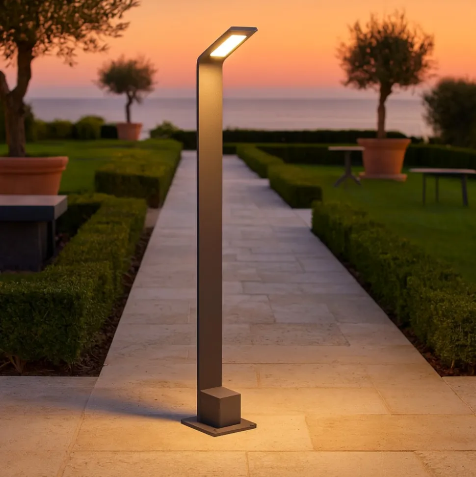Agos pt h80 lampione da esterno ip54 led 3000k antracite spessore sottile