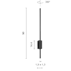 Agos ondaluce applique moderna led 3000k nero 90cm orientabile
