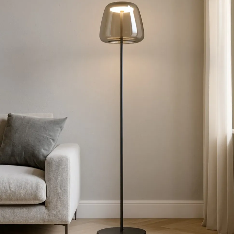 Alfero z eglo lampada da terra con paralume in vetro led rgb da 2700k a 6500k
