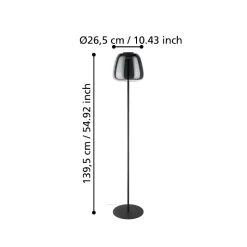 Alfero z eglo lampada da terra con paralume in vetro led rgb da 2700k a 6500k