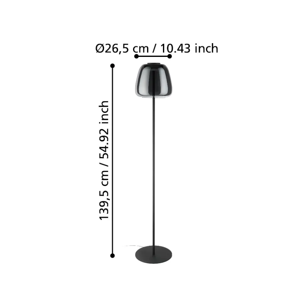 Alfero z eglo lampada da terra con paralume in vetro led rgb da 2700k a 6500k