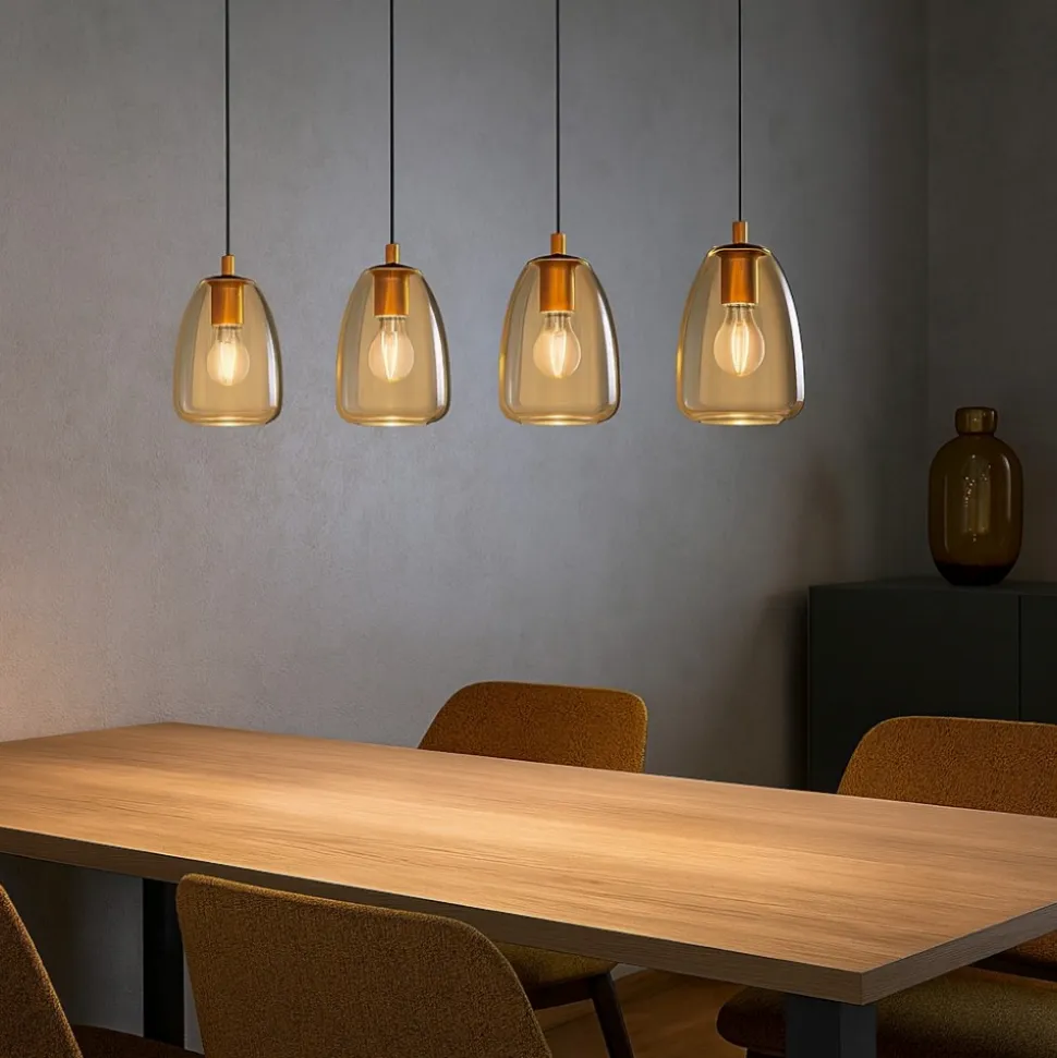 Alobrase eglo lampadario oro vetri ambra per soggiorno