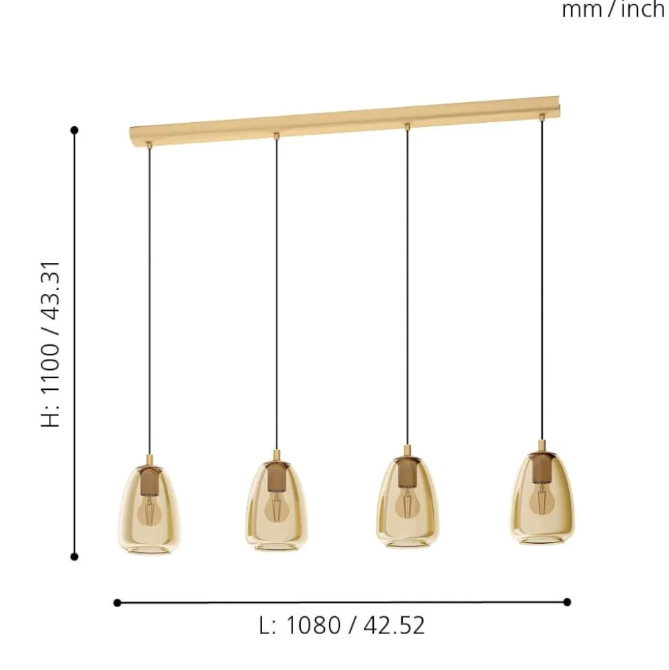 Alobrase eglo lampadario oro vetri ambra per soggiorno