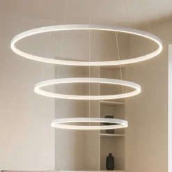 Aluring lampadario bianco moderno led 3000k tre anelli