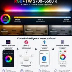 Andreas z eglo lampadario per cucina moderna grigio led rgb da 2700k a 6500k controllo remoto app