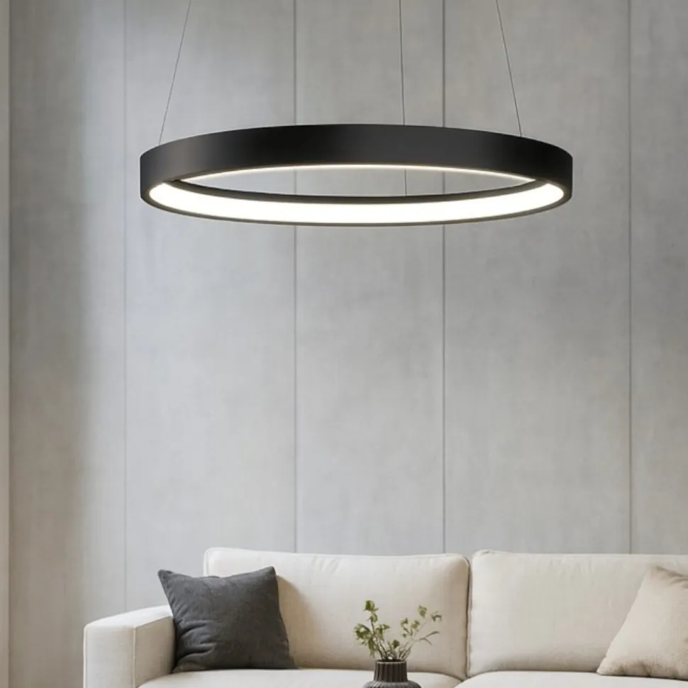 Anello sforzin lampadario moderno cerchio nero per salotto
