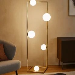 Angolo pt5 ideal lux lampada da terra design dorata