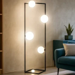 Angolo pt5 ideal lux lampada da terra nero cinque sfere vetro