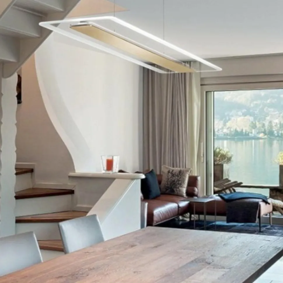 Antille oro linea light lampadario led 45w 3000k moderno