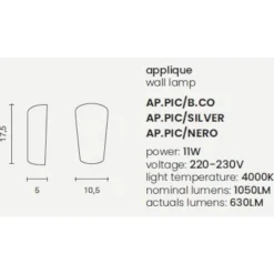 Ap pic ondaluce applique da esterno cono bianco led