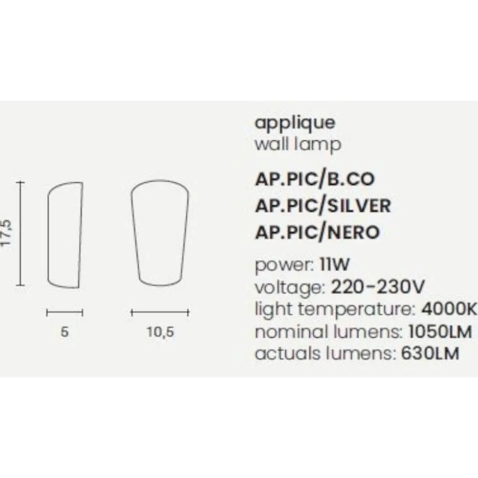 Ap pic ondaluce applique da esterno cono bianco led