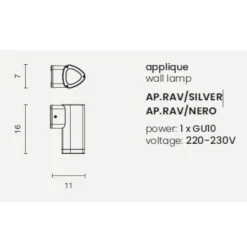 Ap rav ondaluce applique da esterno grigio ip54