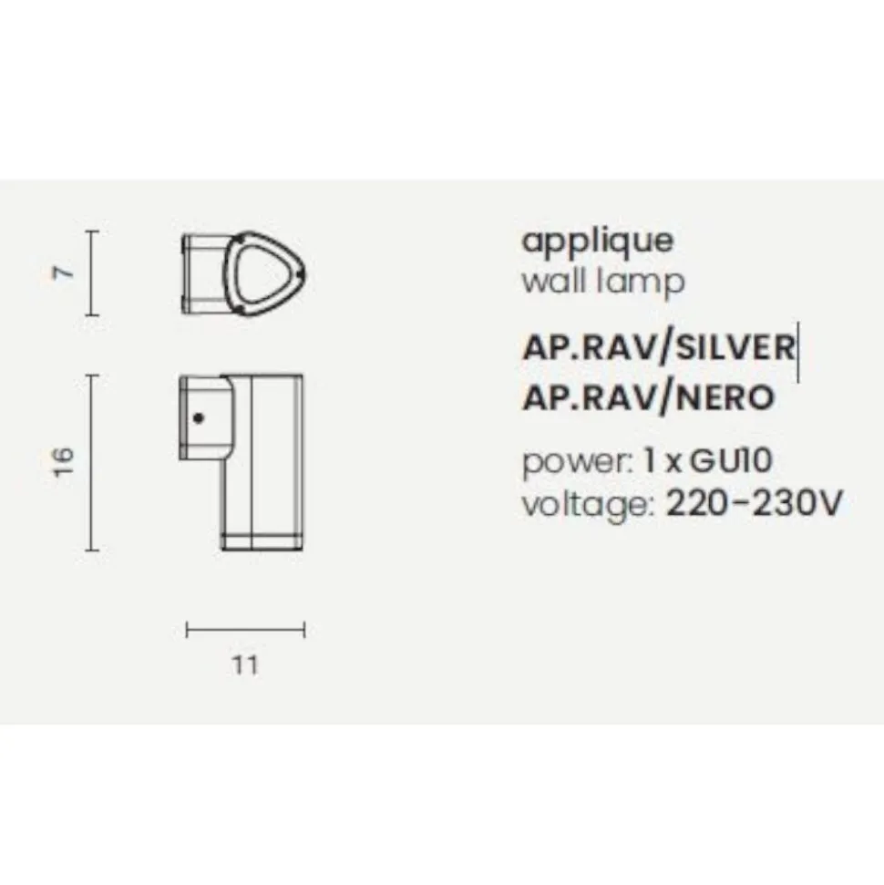 Ap rav ondaluce applique da esterno grigio ip54