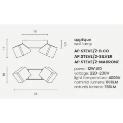 Ap steve ondaluce applique da esterno led 12w 4000k orientabili