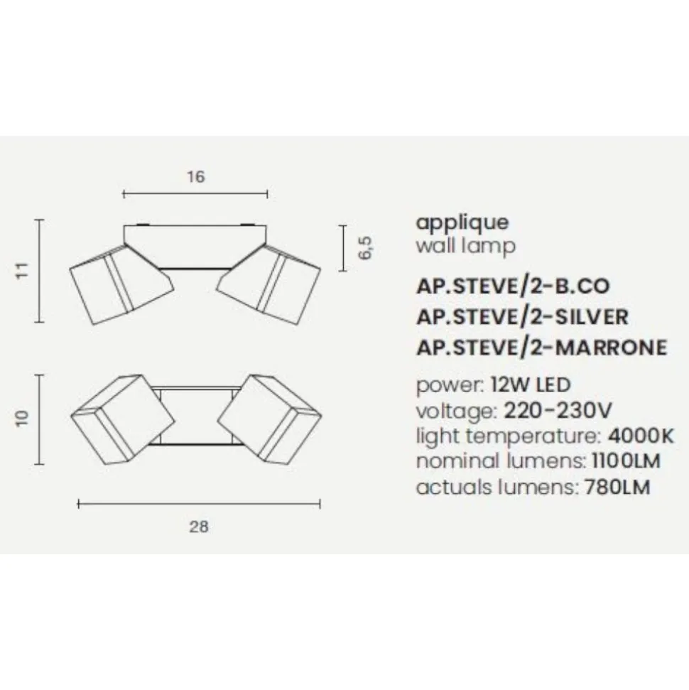 Ap steve ondaluce applique da esterno led 12w 4000k orientabili