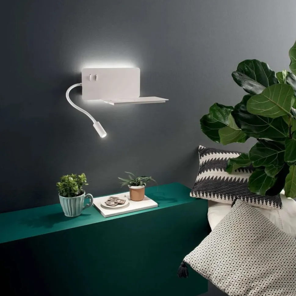 Ap flat ondaluce applique comodino destro camera da letto bianca led presa usb