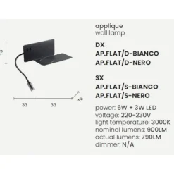 Ap flat ondaluce applique comodino destro camera da letto bianca led presa usb