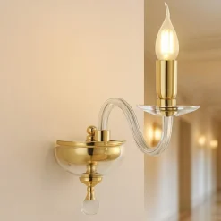 Ap gala ondaluce applique da parete classica vetro trasparente e mteallo oro