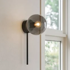 Ap jewel ondaluce applique moderna nera sfera boccia vetro