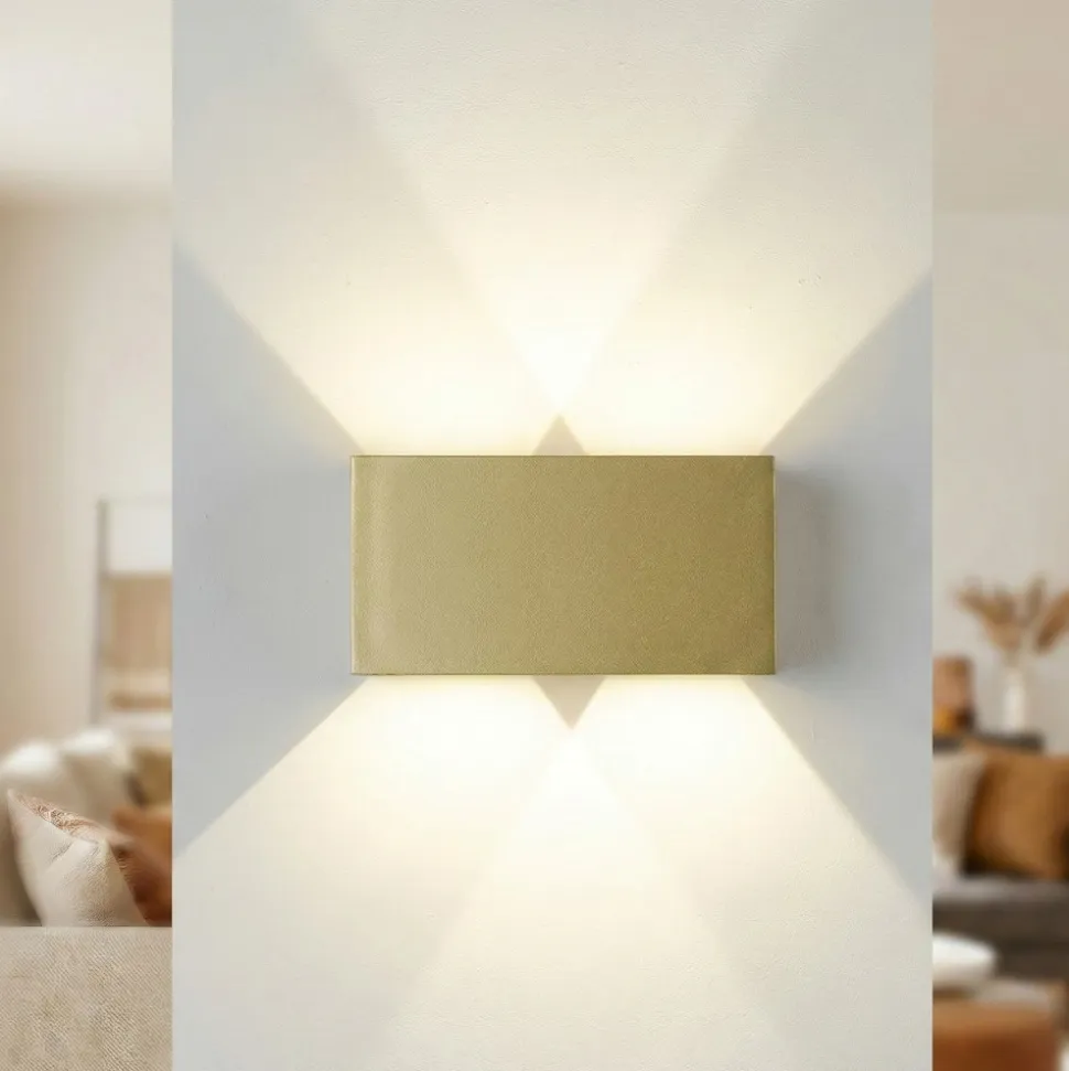 Aplique rettangolare oro ip54 led 24w dimmerabile moderna