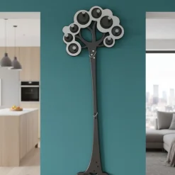 Appendiabiti albero da parete legno colore bianco grigio