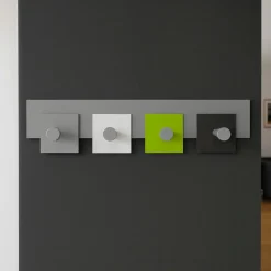 Appendiabiti a muro moderno 4 ganci verde mela bianco grigio
