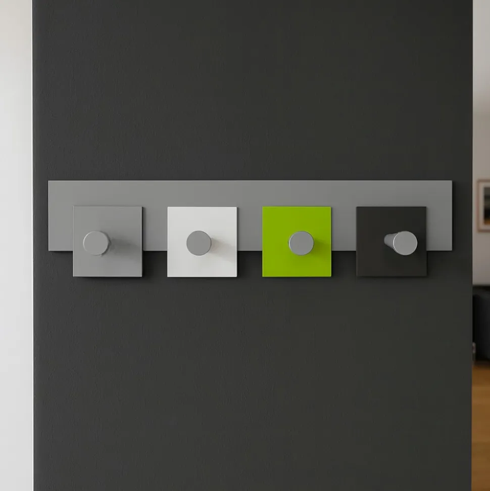 Appendiabiti a muro moderno 4 ganci verde mela bianco grigio