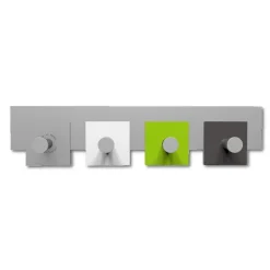 Appendiabiti a muro moderno 4 ganci verde mela bianco grigio